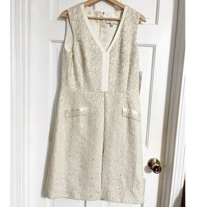 Badgley Mischka Gold  Brocade Embossed Dress NWT Sz 10